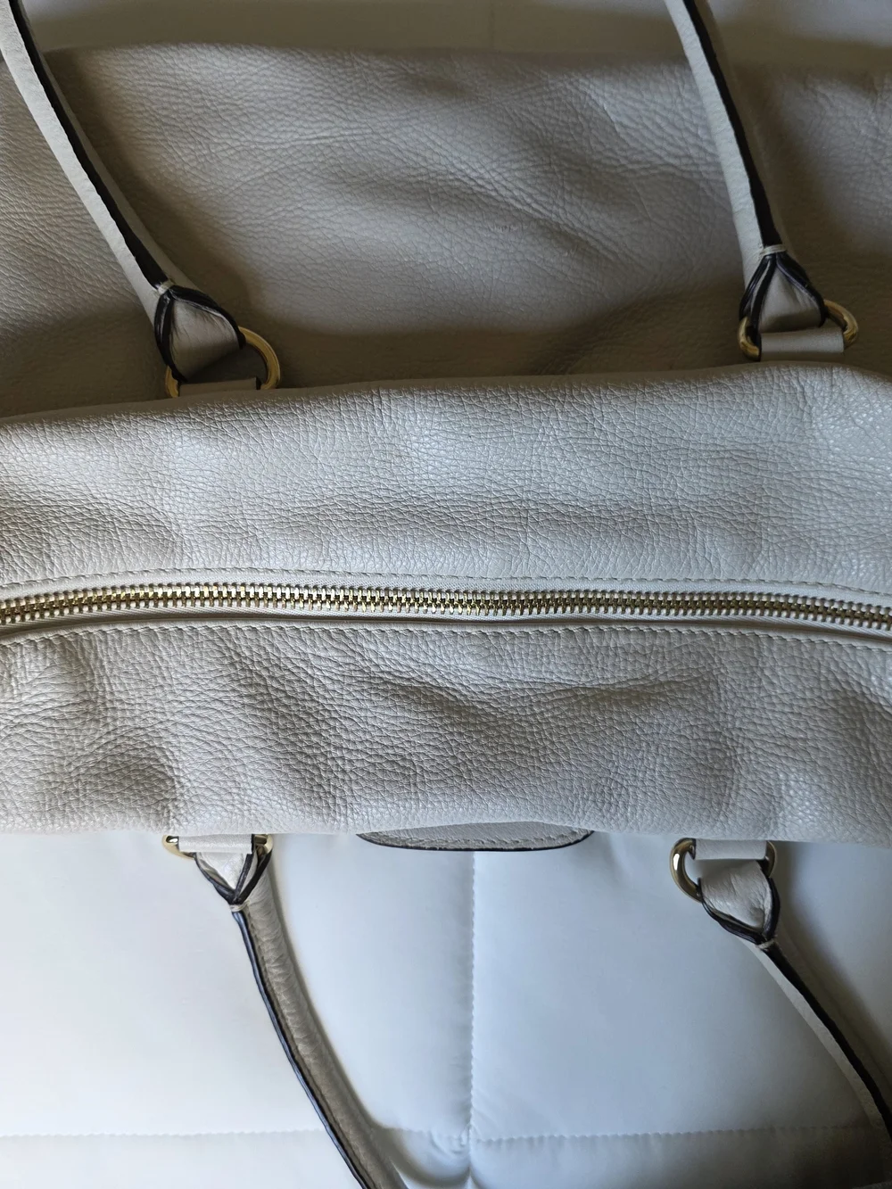 Michael Kors White Leather Tote Bag with Gold Hardware